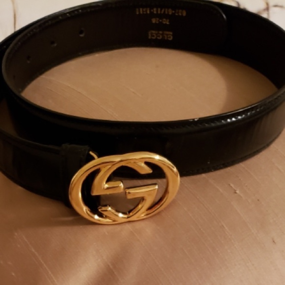 Black Gucci Belt w/Brass G”s
